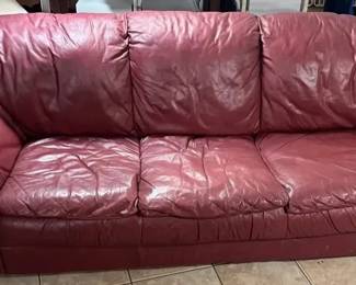 Plum Leather Sofa