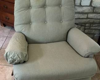 Rocker Recliner Chair Green Gingham Check