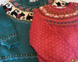 Two Vintage Northern Isles Sweater M, Hand Embroidered