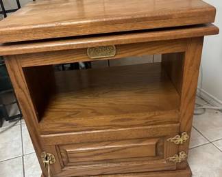 Antique White Clad Ice Box Cabinet  Vintage Wood Cooler  Side Table