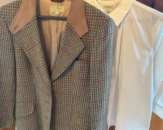 LL Bean Wool Jacket 10p And Medium White Shirt
