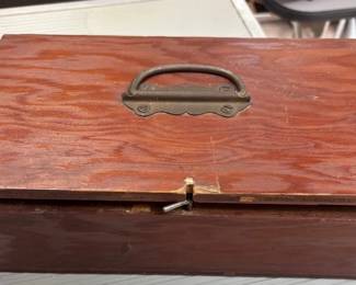 Wooden Box Full Of Dog Trimming Scissors