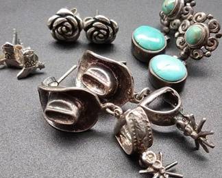 Sterling Silver Jewelry Lot  925 Marked, Southwest Style w Turquoise
