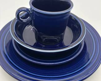 Fiestaware Cobalt Blue Place Setting  Homer Laughlin Plate, Bowl  Cup