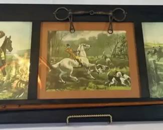 Framed Fox Hunt Wall Art  Equestrian Horse  Hound Scene