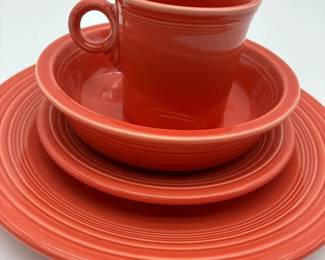 Fiestaware Red Place Setting  Homer Laughlin Plate, Bowl  Cup USA