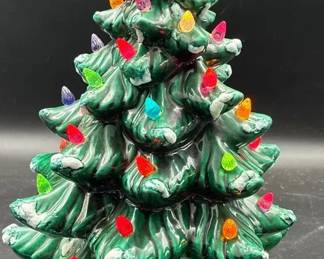 Vintage Ceramic Christmas Tree Lamp  Lighted Holiday Dcor