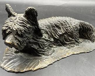 Vintage Scottie Dog Figurine  Signed 1978 Cast Metal Sculpture