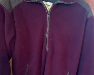 LL Bean Fleece Jacket Maroon Grey