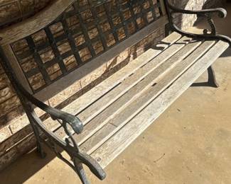 Cast Iron  Wood Garden Bench  Outdoor Park Style Bench