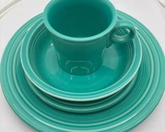 Fiestaware Turquoise Place Setting  Homer Laughlin Plate, Bowl  Cup