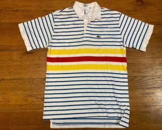 VTG 90s Lacoste Izod Retro Color Block Stripe Nautical Preppy Polo Tee Mens L