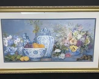Framed Print Bombay China Blue And White Floral By C Smith