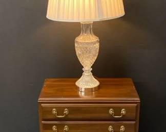 Ethan Allen Wood End TableNight Stand And Glass Lamp