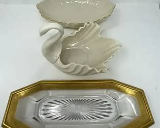 Lenox Decorative Bowls And Heisey Glass Tray
