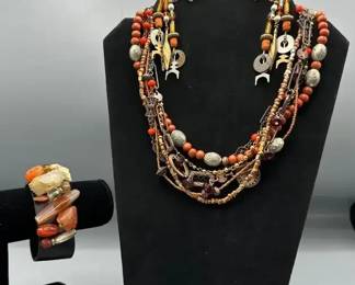 Red Orange and Yellow Beaded Jewelry