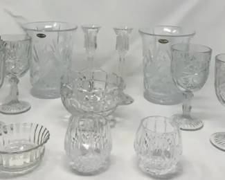 Gorham Crystal Candle Holders  DePlomb Crystal Vases  Miscellaneous Crystal Bowls Wine Glasses