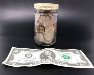 State Quarters And 2 Dollar Bill