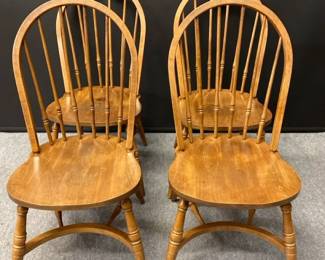 Solid Wood Set Of Four Windsor Style Chairs