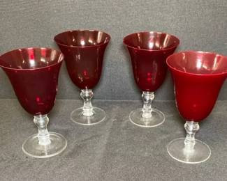 Set Of 4 Artland Iris Ruby Red Water Goblets