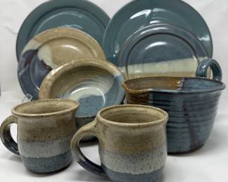 Signed, Handmade Pottery Service For Two