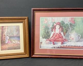 Vintage Home Interiors Victorian Style Doll Tea Set And Child Feeding Geese