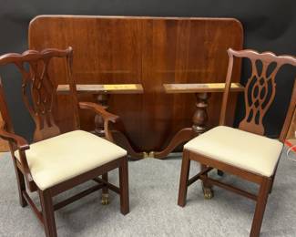 The Colonial Furniture Company Double Pedestal Table With 2 Head Chairs, 4 Side Chairs And 2 Leafs