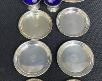 Hepplewhite By Reed And Barton Sterling Silver, Cambridge Glass Creamer, Sterling Butter Pats