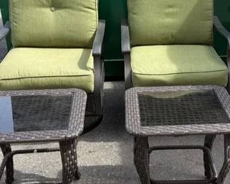 Better homes And Gardens Swivel Rockers With Two glass Top Side Tables