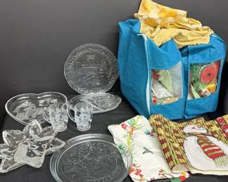 Christmas Cut Glass Platters  Christmas Table Cloths And Runner  Misc Christmas Supplies  Holly