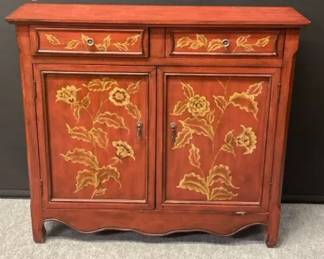 Painted Wood Tall Console Cabinet