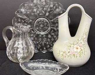 LP Jack Originals Vase and Glassware  Vase, Platter And Candy Dish