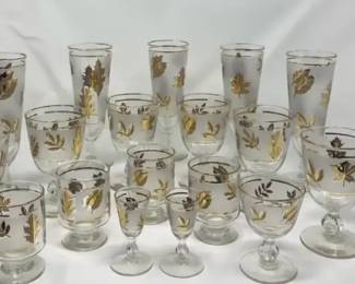 Vintage MCM  Libby  Golden Foliage  Pilsner Glasses  Cordial Glasses  More