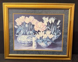 Vintage Floral Still Life Framed Print By Galley