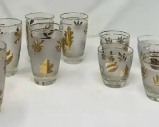 Libby  Golden Foliage  MCM Drinking Glasses And Rocks Glasses
