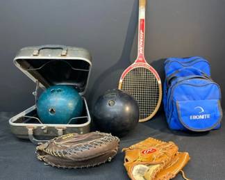 Wilson Catchers Mit Rawlings Baseball Glove  Dunlop  Galaxie Bowling Ball 