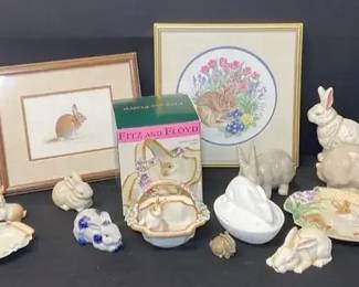 French Crackle Glaze Rabbit Pottery And Fitz And Floyd Bunny Decor