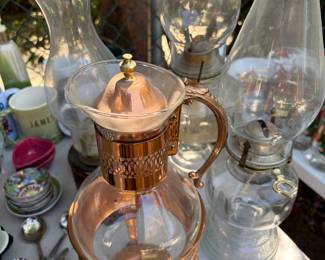 vintage Princess House copper and glass coffee carafe