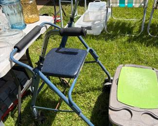 Mobility walker. Rolling Gardening stool.