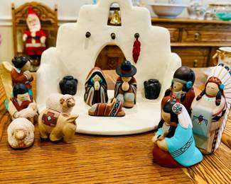 Native American Pueblo  Nativity / Creche by Whitefeather Studios - pottery
