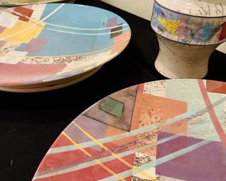 Douglas Kenney (San Diego, CA)  ceramic wall sculptures and raku ceramic vase