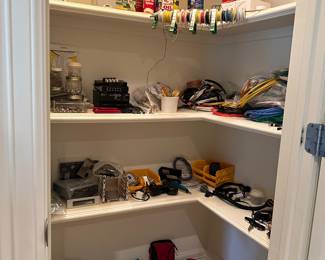 Computer Builder's Dream: hardware component, PSUs, CPU coolers, tools, cables, screws, wires, manuals, parts, mouse, keyboard, more