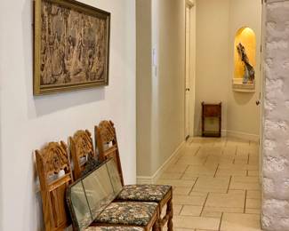 Large Tapestry / Textile Art, Etched Mirror, Dinning Room Chairs