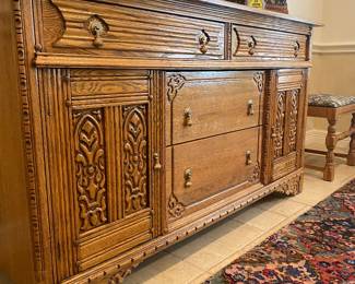 Jacobean Revival Style oak buffet