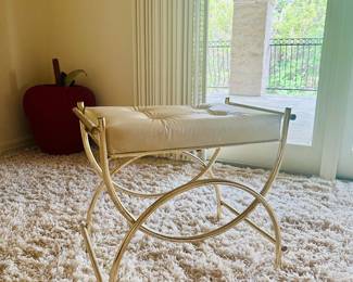 Vintage MCM Tufted Bench - brass