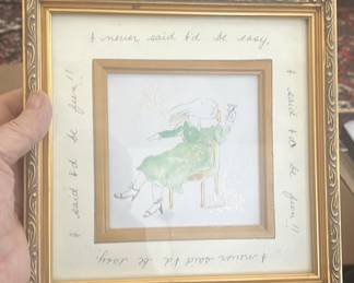 Lot 143: Whimsical Rabbit Picture Drinking Martini In Frame