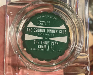 Lot 39: 3 casino and gentlemen’s club Painted Glass  ashtrays 1950s Like New