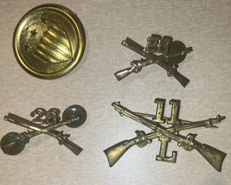 Lot 4: 4 Antique Brass 1880’s - WWII Uniform Insignias