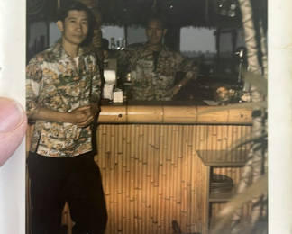 Lot 93: Mid-Century Polaroid Photo Two Bartenders At Tiki Bar