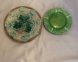 Lot 105: Pair Majolica Plates 1 Marked Faiancas Belo